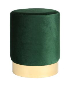 Harbour Housewares Runde Samtpouffe Grün 29x36cm - Bequemer Wohnzimmer-Hocker