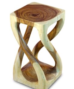 Kinaree Suar Holz Beistelltisch BUENG – 51 cm Höhe, rechteckige Fläche mit verdrehten Streben – handgefertigte Asiatisch