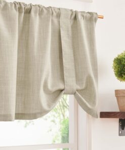 TOPICK Beige Scheibengardine 45Hx132B cm für Küche Badezimmer Klein Fenster OEKO-TEX STANDARD 100 TOPICK Beige Halbtra