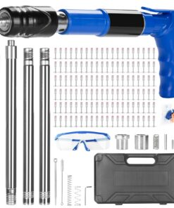Beton Nagelpistole mit 120pcs Nägeln für den Baumeister (Blau) Manuelle Stahl Nagelpistole Kit mit 4 erweiterten Polen