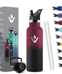 HoneyHolly Thermosflasche 500ml BPA-Frei Edelstahl Kinder mit Strohhalm Auslaufsicher
