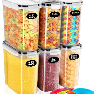 Cinnani |5L Vorratsdosen Set, luftdicht BPA-freier Kunststoff, Satz mit 6+24 Etiketten für Getreide, Mehl, Zucker usw (6