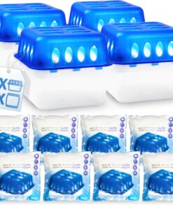 Stimo Luftentfeuchter Box 4x mit Granulat für Feuchtigkeitseinhalts-Stopper (4x Box + 8x Nachfüllpack 400g) - Ideal für