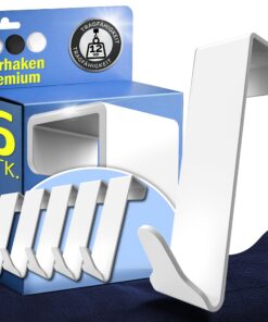 Menz Premium Türhaken zum Einhängen - Edelstahl, 6er Set - hohe Tragkraft, formstabile Haken für weiße Kleider, ideal fü
