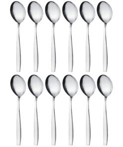 GRÄWE Suppenlöffel 18,5 cm, 12 Stück, rostfreier Edelstahl, handpoliert, spülmaschinengeeignet – Serie Königstein