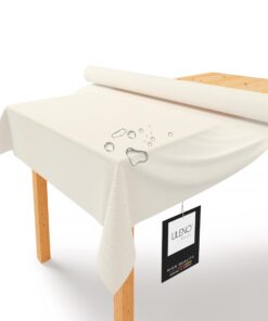 LILENO HOME Tischdeckenrolle - abwaschbar, Stoffähnlich, für Familien | LILENO HOME Tischtuchrolle - 1,10 x 25 m, Creme
