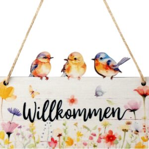 Yuqilin Türschild Willkommensschild Goede Laurier, Garten Deko aus Holz, Vintage Design für Haustüren, 12 x 20 cm | Yuq