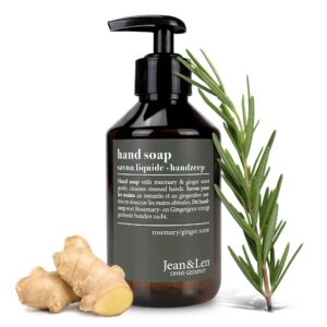Jean & Len Handseife Rosemary & Ginger - reinigt und entspannt beanspruchte Hände, für tägliche Anwendung, Flüssigseife