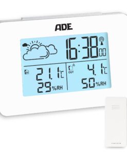 ADE Digitale Wetterstation Funk Weiß | Innen und Außentemperatur | Luftfeuchtigkeitsmesser