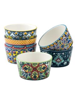 HENXFEN LEAD Creme Brûlée Schälchen 6er Set 175ml | Bunte Soufflé Förmchen Bohemian Style