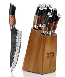 Shan Zu 7teiliges Küchenmesser Set für die Küche, Professionell, Hochwertiger Carbonstahl mit Schärfer