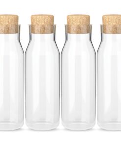 HEFTMAN Glaskaraffenflaschen 1 Liter 4er Set mit Korkdeckel