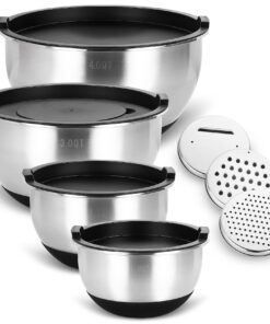 Bastwe Edelstahl Schüssel Set 4-teilig Salatschüssel Spülmaschinenfest Vielseitigkeit Aufbewahrung (|5L/|5L/2L/1.1L) B