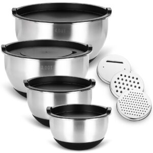 Bastwe Edelstahl Schüssel Set 4-teilig Salatschüssel Spülmaschinenfest Vielseitigkeit Aufbewahrung (|5L/|5L/2L/1.1L) B