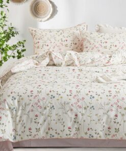 Freyamy Blumen Bettwäsche Baumwolle Beige Rosa Girl Room Decor Reißverschluss Kissenbezug