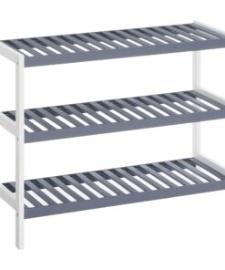 SONGMICS weiß-grau Schuhregal LBS03WG, 3-Ebenen-Schuhablage, Wohnzimmer-Flur-Schlafzimmer-Badezimmer, pflegefreundlich,
