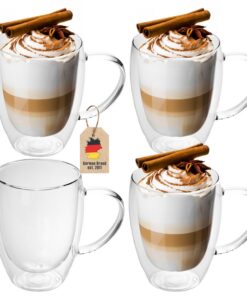 INTIRILIFE Doppelwandige Thermo Gläser Set - Mundgeblasen isoliert - Ideal für Espresso & Cappuccino - Spezialbecher mit