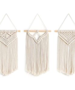 Mkouo Boho Chic Wandbehang Klein, 3er Set Kunstgewebe für Wohnzimmerschlafzimmer, galeriereicher Ambiente, 20cm x 35cm