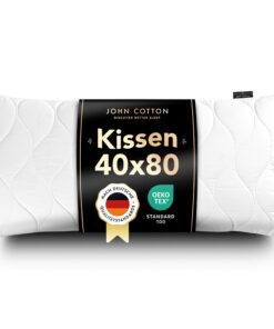 John Cotton Kopfkissen 40x80 cm – Luxuriöses Steppkissen für Nackenschmerzen, Verstellbar und Allergikerfreundlich (40 x