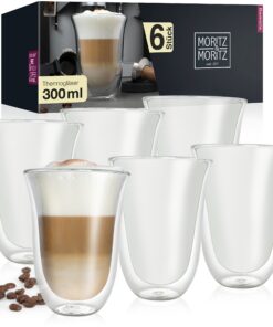 Moritz & Moritz Doppelwandige Barista Latte Macchiato Gläser für Spülmaschine 6 x 300 ml