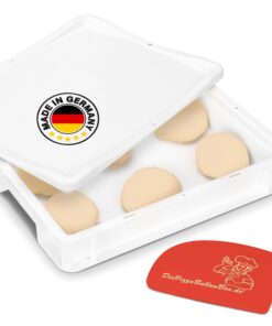 Pizzaballenbox Made in Germany – Lebensmittelentschädigende & BPA-freie Teigbox 30x40x8 cm – Stapelbar & robust – (weiß)