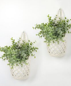 Makramee Blumenampel 2er Set Boho Deko Beige - für drinnen & draußen Garten Balkon