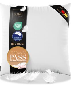 ### LILENO HOME 3-Kammer Daunenkissen 80x80 - Allergiker geeignet - langlebig & atmungsaktiv ### LILENO HOME Daunenkiss