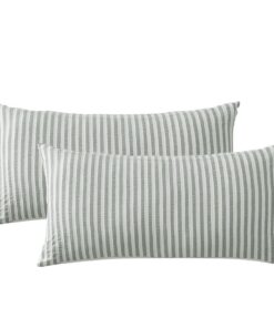 SOULFUL Öko-Tex Standard 100 Gestreifter Jacquard Baumwolle Kissenbezuge 40x80 Grünes Salbei-Reißverschluss-US-Verbrauch