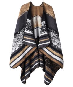 OOPOR Winter Warme Poncho Schal - Winddichte Reversible Übergroße für Frauen Mädchen