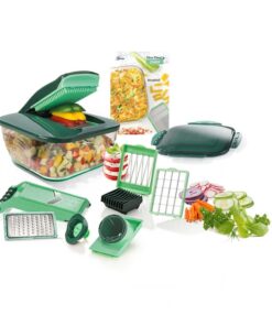 Genius Nicer Dicer Chef 15 Teile - Multifunktionaler Obst- & Gemüseschneider Grün