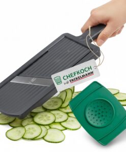 Chefkoch x Fackelmann Mandoline Gemüsehobel – Extrascharfe Edelstahlklingen, 1-6 mm verstellbar, Made in Germany