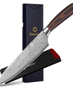 Sunnecko 20cm Küchenmesser - Scharfes Profi Messer mit Edelstahl und Holz Griff für Küche und Allzweckgebrauch