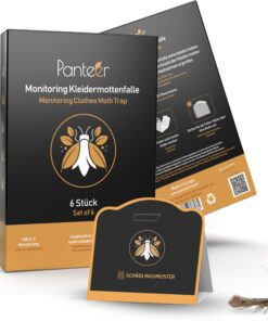 Panteer SCHÄDLINGSMEISTER® Kleidermotten Mottenfalle - Hohe Wirksamkeit - 6 Stück - Pheromonfalle Gegen Kleidermotten
