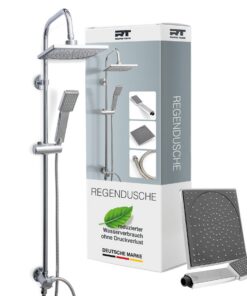 Edelstahl Duschset Regendusche ohne Armatur - Dusche komplett für Badewanne und Duscharmatur - Chrom Duschwand mit Handb