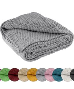 Wometo Kuscheldecke Strick 140x190 Grau - warme, weiche Strickdecke für Familie und Freunde zum Schlafen und Entspannen