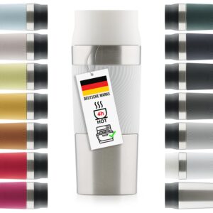 Blumtal Thermobecher - Kaffeebecher aus Edelstahl - auslaufsicher - kalt/heiß - 360° Trinköffnung - Weiß