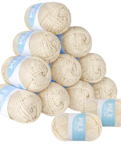 ilauke 12er Set Super Weiche Acryl Wolle zum Häkeln und Stricken - 50g/Ball, 100m, Beige | Ideal für Amigurumi, Babydeck
