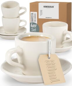 Barista Pro Espresso Cups - Premium dickwandige Steinguttassen - Faches Set für Barista - Hauswives - 100% Handgefertigt