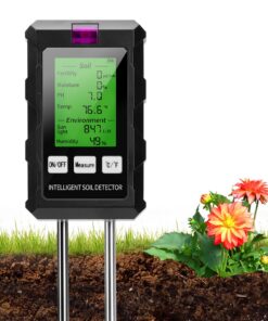Voktta Bodenmessgerät 6 in 1, pH/Temperatur/Feuchtigkeit/Licht, Dual-Probe-Technologie, für Pflanzenerde und Garten, ph