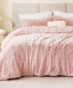 Plüsch Bettwäsche Set Warme Winter Flauschig für Mädchen Altrosa Rosa