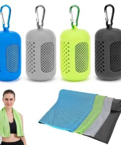 Kühlendes Handtuch 4 Stück Schnelltrocknend Silikonhülle Fitness Outdoor Sports (30 x 90cm, 4 Farben) Kühlendes Sporth