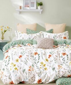 Lanqinglv Bettwäsche 135x200 Blumen,Grün Weiß - ÖkoTex Zertifiziert, für Familie im Haus antioxidierend, Set mit Bettbez