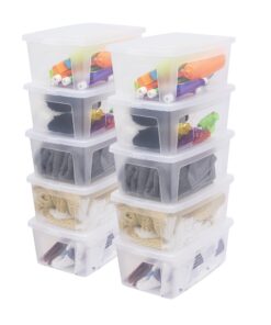 Iris Ohyama Vielseitige Aufbewahrungsboxen MCB-11, 11L, 10er-Set, Transparent, Deckel leicht schließbar, Stapelbar, Für