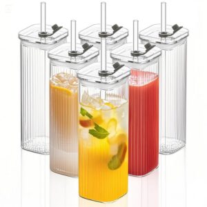 KEMORELA 6er Set Quadratische Gläser für Kaffee, Cocktails & Smoothies – Wiederverwendbar, 500ml, Carbonfree Certified