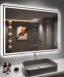 Dripex Badezimmerspiegel mit Beleuchtung LED, Dimmbar, 3 Lichtfarben, Beschlagfrei 60x80 cm