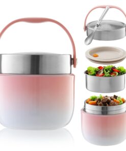 Thermobehälter für Essen 1200ml Rosa Warmhaltebehälter für Mittagessen und Suppen mit Deckel