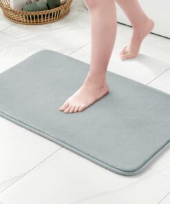 MIULEE Einfarbige Badematte Memoryschaum für Badezimmer Hellgrau 60x90 cm rutschfeste Matte