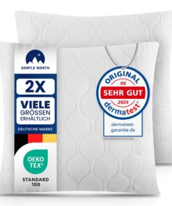 Gentle North Weißer 80x80 cm Kopfkissen - 2er Set für Bett und Deko - Ökotex - Waschbar bis 60°
