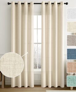 MIULEE Wohnzimmer Vorhänge Gardinen Leinen Ösenvorhang Boho Gardine Semi-transparent Leinenvorhang Curtains 2er Set 245x
