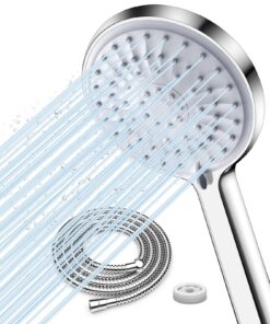 FASDUNT Duschkopf Wassersparend - 49% Wasserersparnis, 9 Strahlarten, Edelstahl-Schlauch & Hochdruck, 200% Druckerhöhung